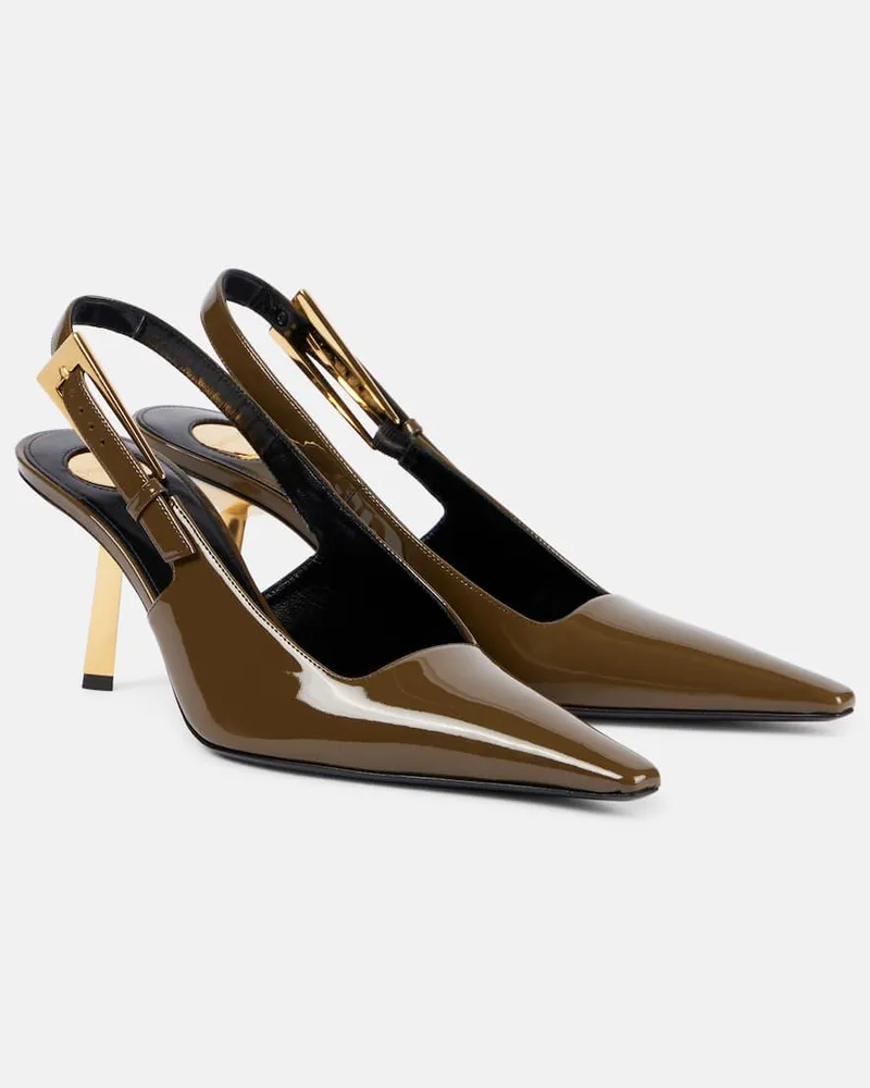 Saint Laurent Pumps slingback Lee 75 in vernice Marrone