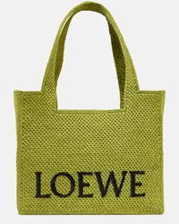 Loewe Paula's Ibiza - Borsa Font Medium in rafia Verde