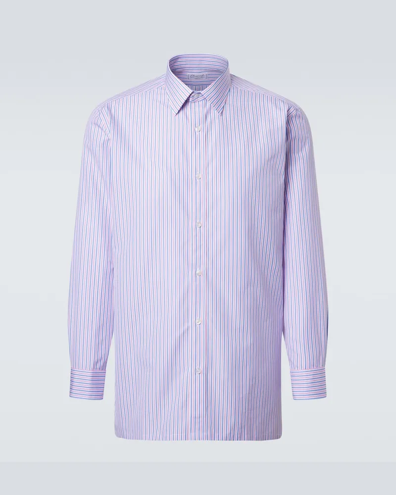 Charvet Camicia in popeline di cotone a righe Blu