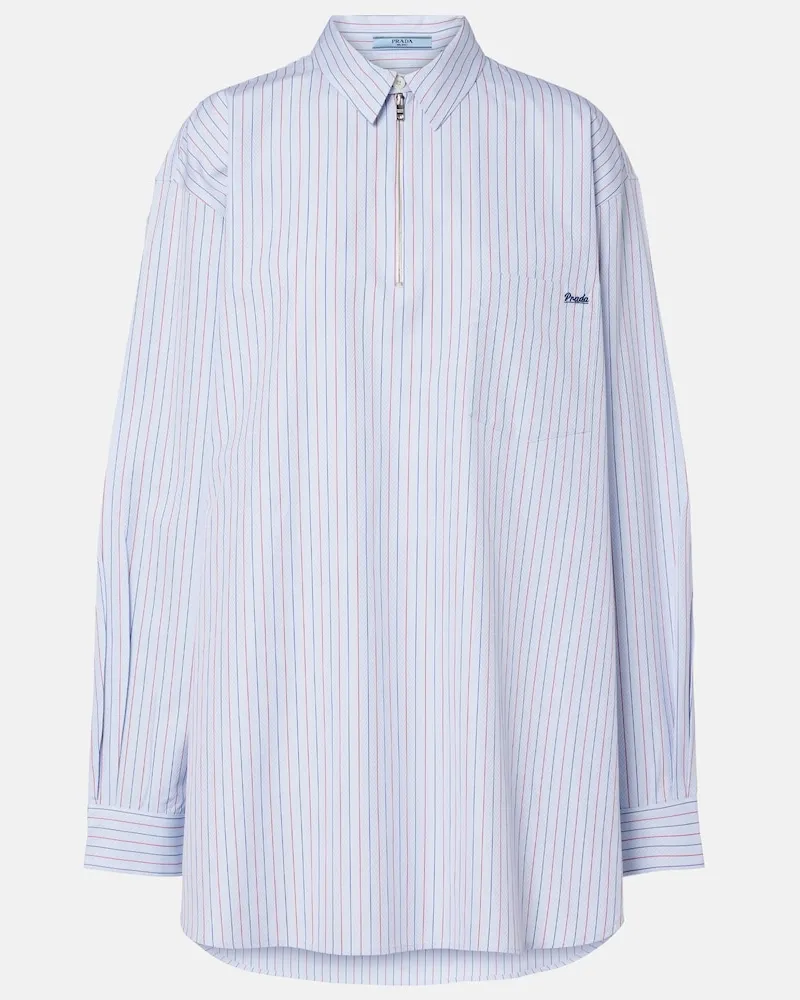 Prada Camicia oversize in cotone a righe Blu