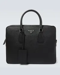 Prada Ventiquattrore in pelle con logo Nero