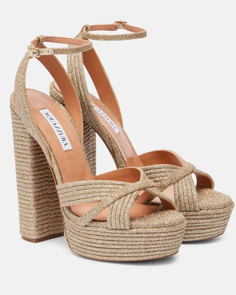Aquazzura Sandali Sundance Plateau 140 con plateau Oro