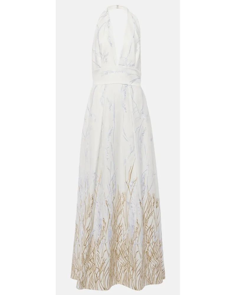 Elie Saab Abito lungo in misto cotone Bianco