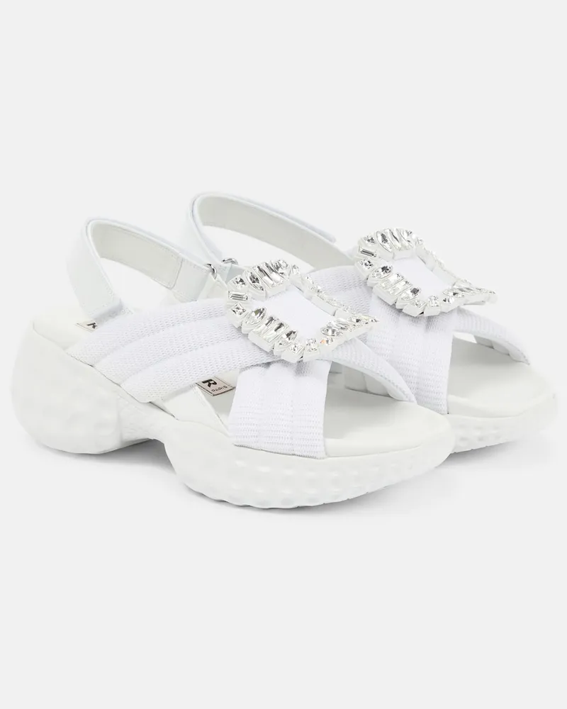 Roger Vivier Sandali slingback Viv' Run con cristalli Bianco
