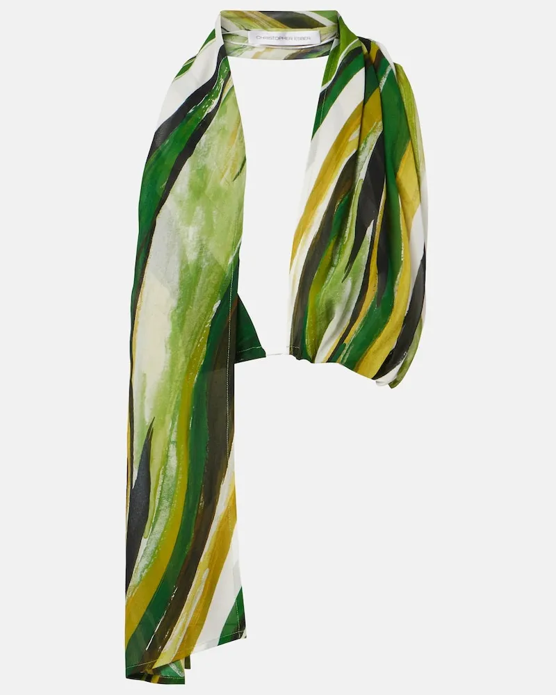 Christopher Esber Bra top in seta con stampa Verde