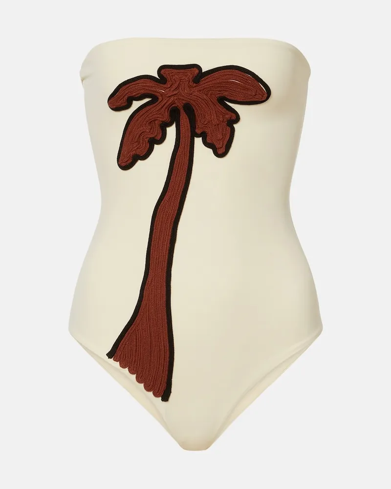 Johanna Ortiz Costume intero con ricamo Beige