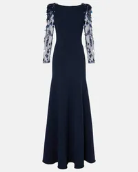 Jenny Packham Abito lungo Midnight con paillettes Blu