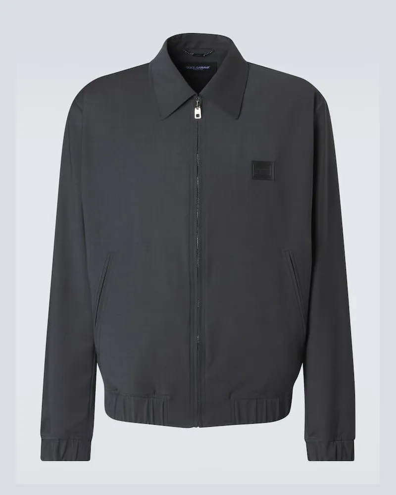 Dolce & Gabbana Giacca blouson in misto lana con logo Grigio