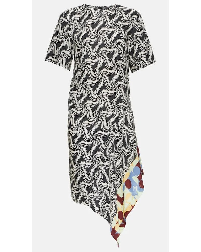 Dries van Noten Abito midi asimmetrico con stampa Multicolore