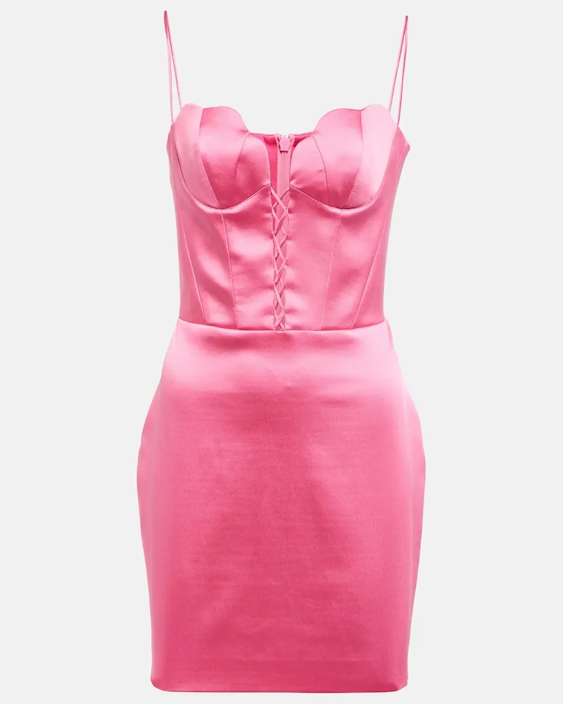 RASARIO Miniabito bustier in raso con lacci Rosa