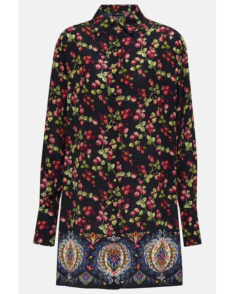 Etro Camicia in seta con stampa Blu