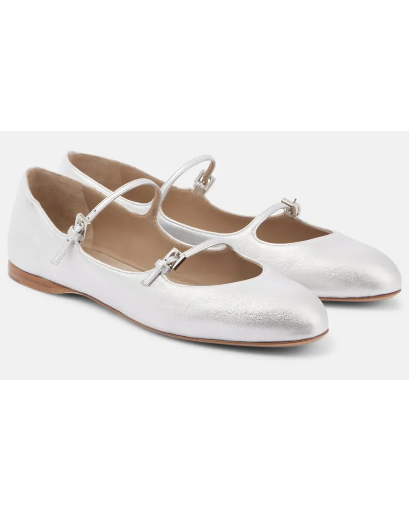 Max Mara Ballerine Circus in pelle metallizzata Argento