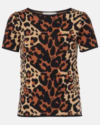 Blumarine Top Shoert con stampa leopardata Marrone