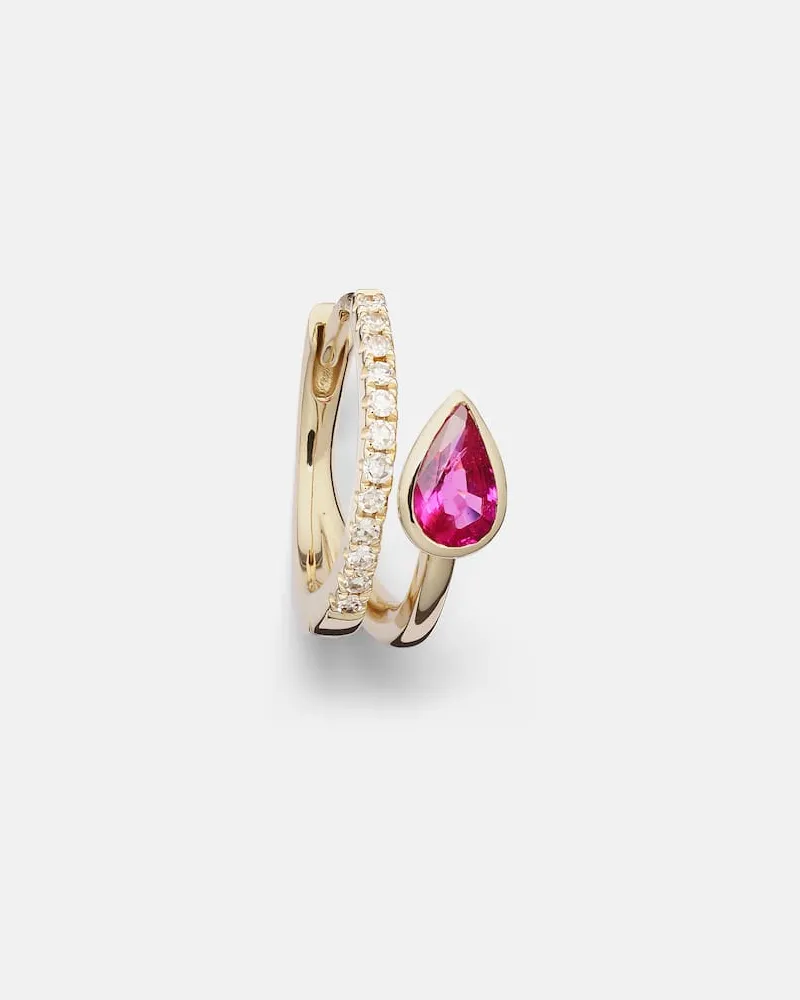 Roxanne First Orecchino singolo in oro 14kt con diamanti e zaffiro Oro