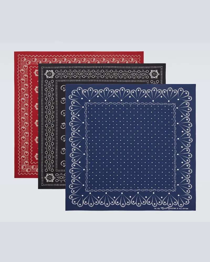 RRL Set di 3 bandane in cotone con stampa Multicolore
