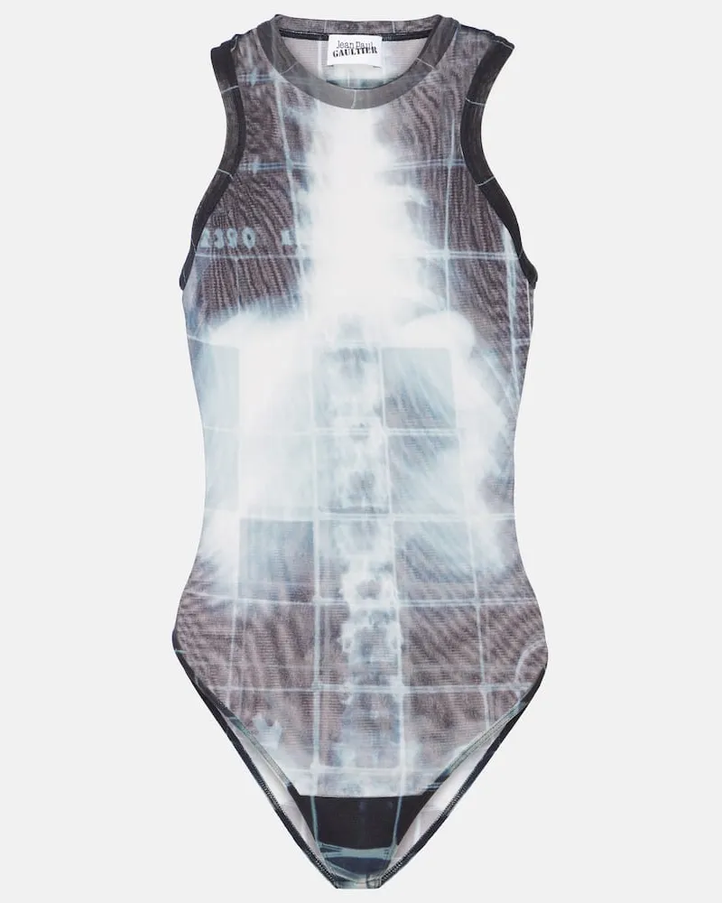 Jean Paul Gaultier Body in tulle con stampa Multicolore