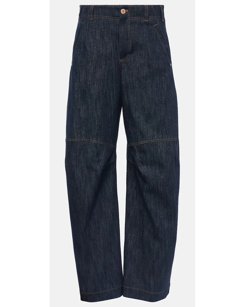 Brunello Cucinelli Jeans a gamba larga e vita alta Blu