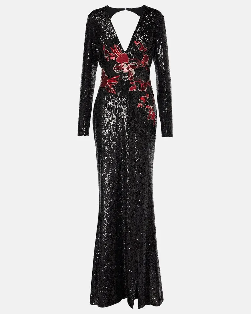 Elie Saab Abito lungo con paillettes e cut-out Multicolore