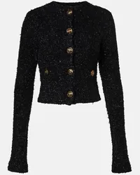 Balenciaga Cardigan cropped in tweed di misto cotone Nero