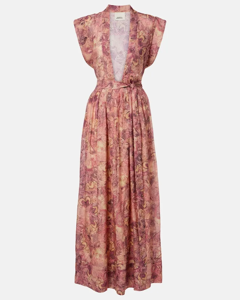 Isabel Marant Abito lungo Melissa in voile di seta Rosa