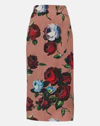 Dolce & Gabbana Gonna midi in charmeuse di misto seta Rosa