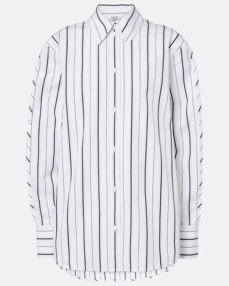Totême Camicia in popeline di cotone a righe Bianco