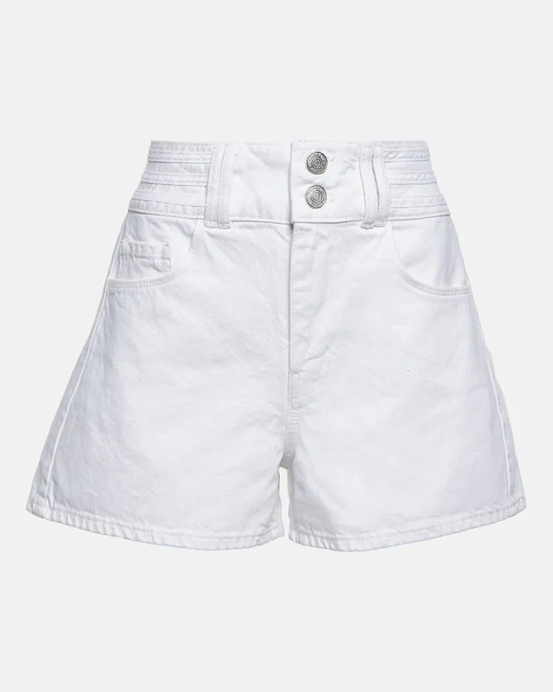 Frame Denim Shorts di jeans a vita alta Bianco