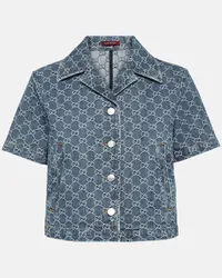 Gucci Camicia di jeans in jacquard GG Blu