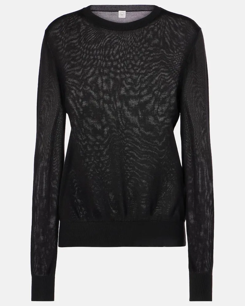 Totême Pullover in misto lana e seta Nero