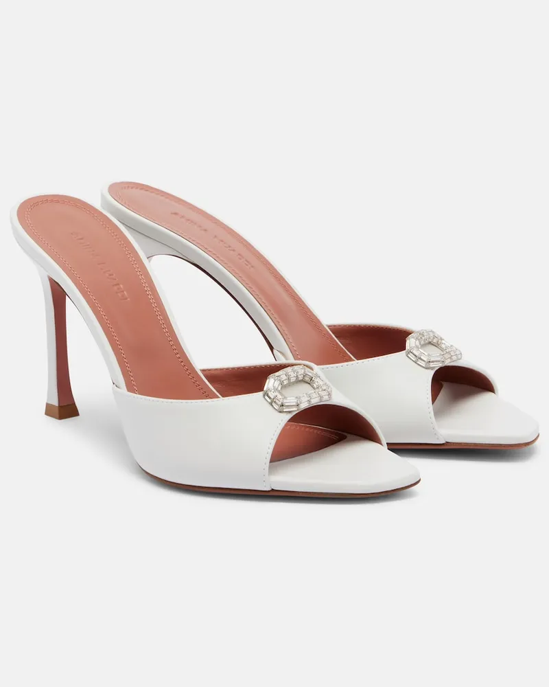 Amina Muaddi Mules Mini Camelia in pelle Bianco