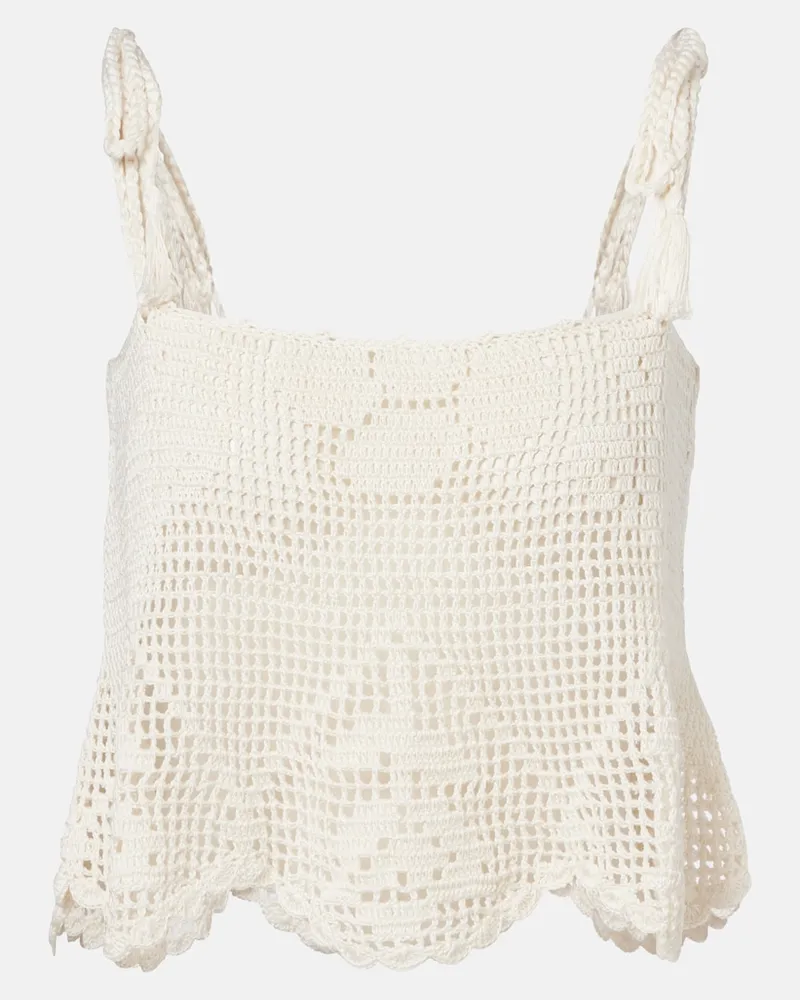 Anna Kosturova Top Rose in crochet di cotone Bianco
