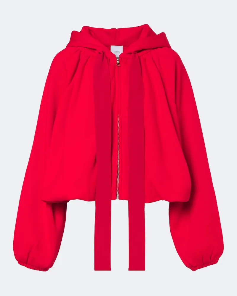 Patou Felpa con cappuccio in cotone con zip Rosso