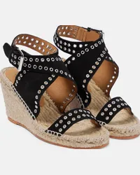 Isabel Marant Sandali espadrillas Iriane in suede con zeppa Nero