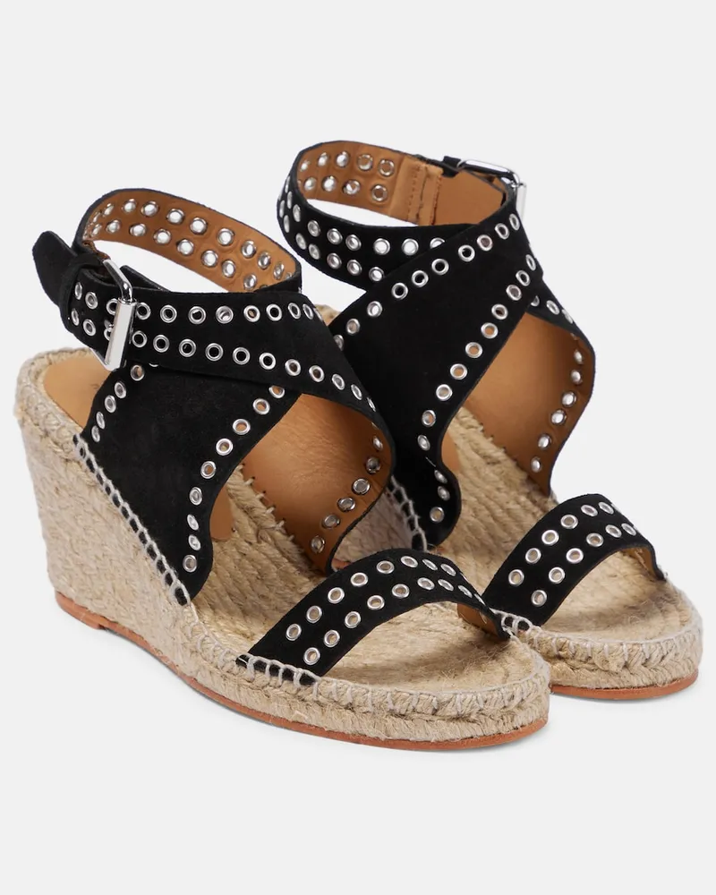 Isabel Marant Sandali espadrillas Iriane in suede con zeppa Nero