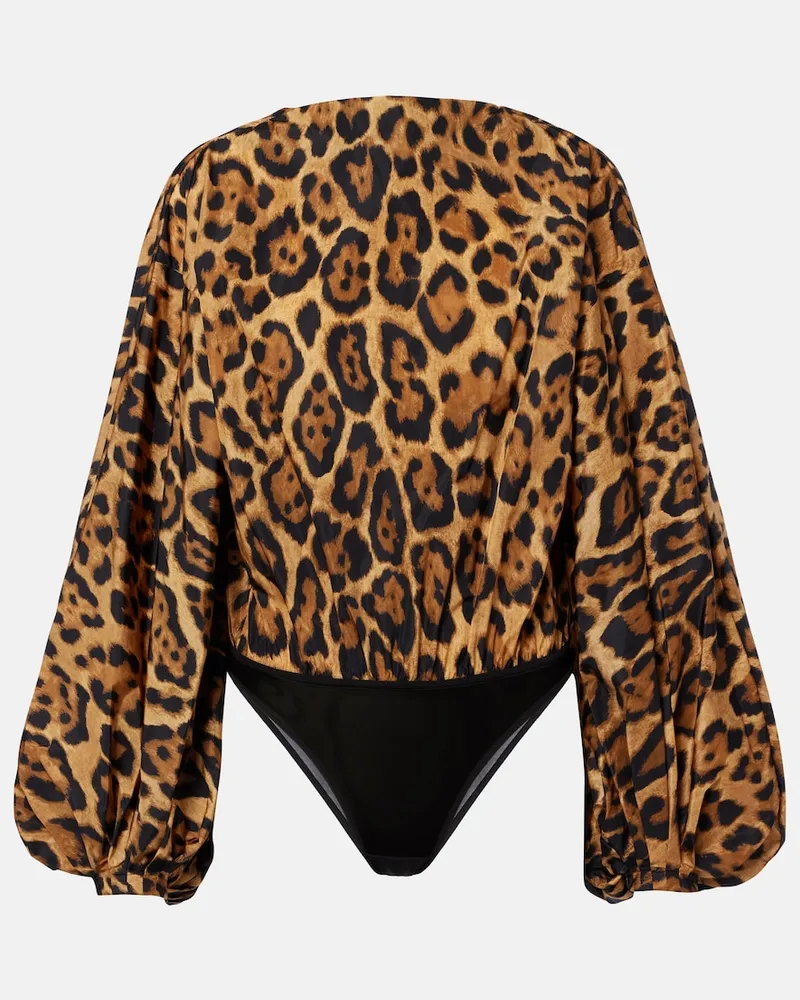 Alaïa AlaÃ¯a Body oversize con stampa animalier Marrone