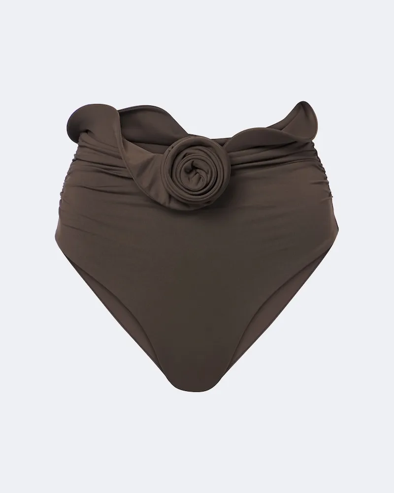 Magda Butrym Slip bikini con applicazioni floreali Marrone