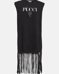 Emilio Pucci Abito corto in cotone con logo Nero