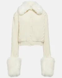 Magda Butrym Cardigan cropped con pelliccia sintetica Bianco