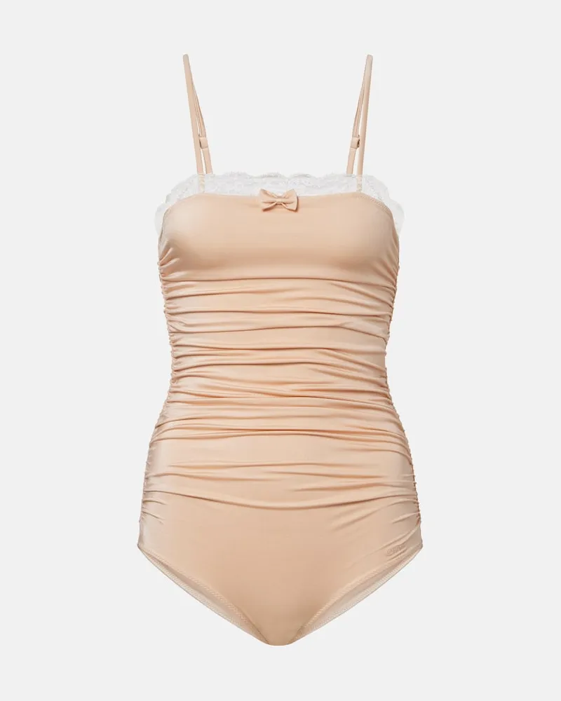 Chloé ChloÃ© Body arricciato con pizzo Rosa