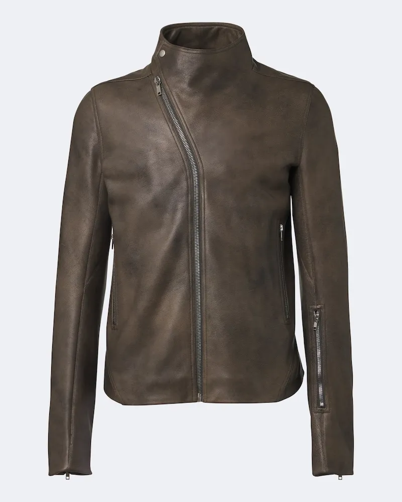 Rick Owens Giacca biker Release in pelle Grigio