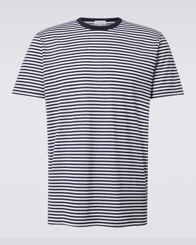 Sunspel T-shirt in jersey di cotone a righe Blu