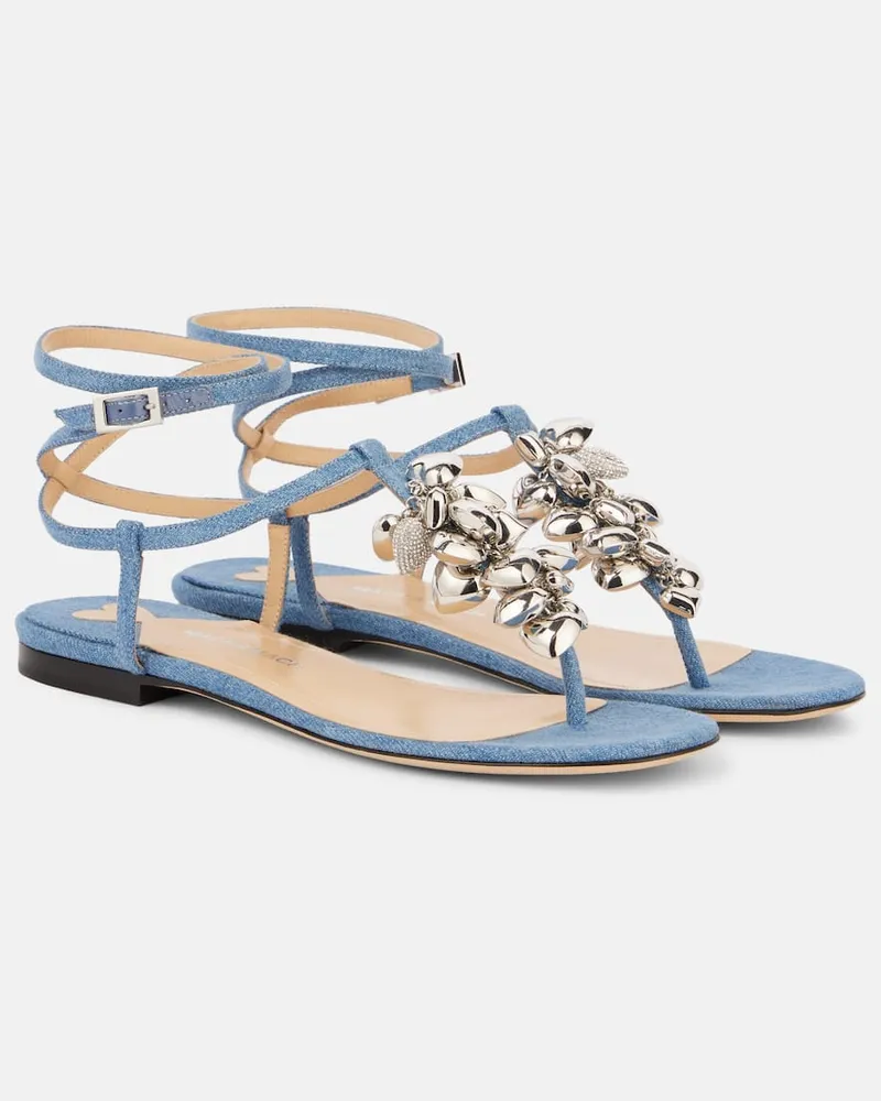 Mach & Mach Sandali infradito Puffy Heart in denim Blu