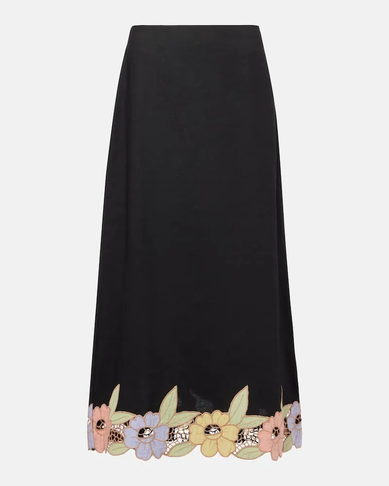 RIXO Top Serano in misto lino con cut-out Nero
