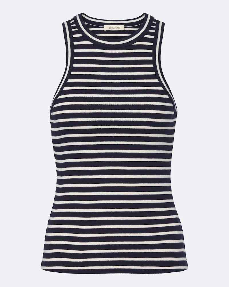 Nili Lotan Top Hank in cotone a righe Blu