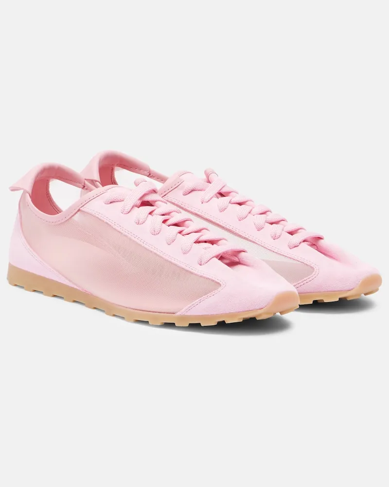 Jacquemus Sneakers Tennis con suede Rosa