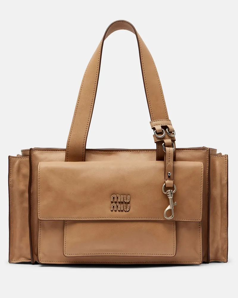 Miu Miu Borsa a spalla Utilitaire in pelle Beige
