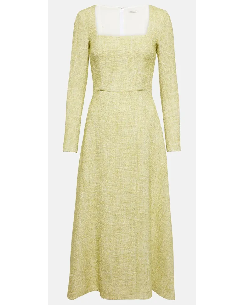 EMILIA WICKSTEAD Abito midi Fara in tweed di misto cotone Verde