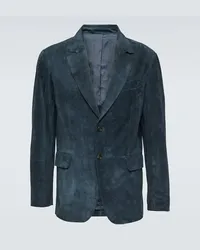 Berluti Blazer in suede Blu