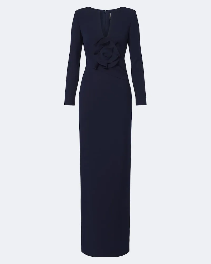 Roland Mouret Abito lungo con applicazioni floreali Blu