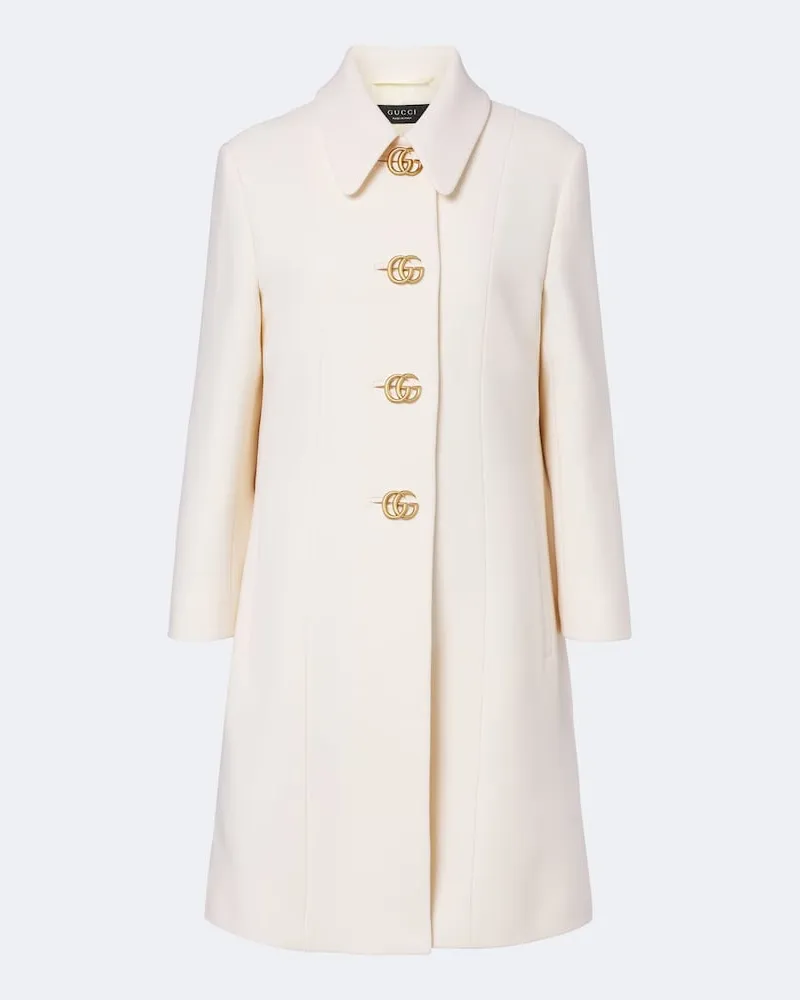 Gucci Cappotto GG Marmont con Doppia G Bianco